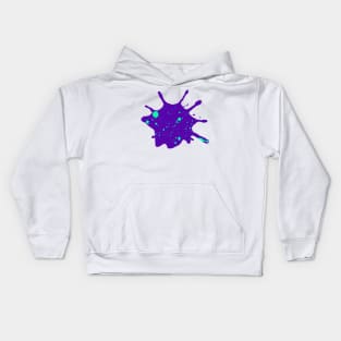 Deep Purple and Neon Green Paint Splatter Kids Hoodie